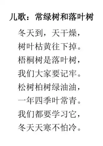 儿歌常绿树和落叶树
