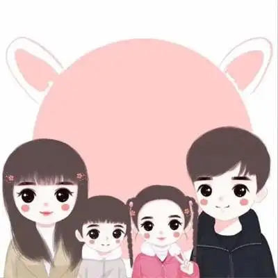 一家四口的卡通图片一儿一女头像可爱 温馨幸福的一家人图片大全_卡通