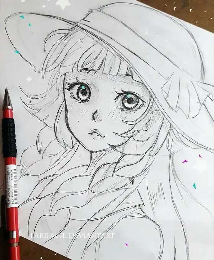 铅笔画动漫人物线稿图非常实用的临摹素材