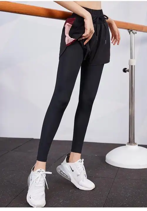 阿尔皮纳袋鼠(lalpina )瑜伽裤假两件长裤女秋冬拼接紧身裤训练运动