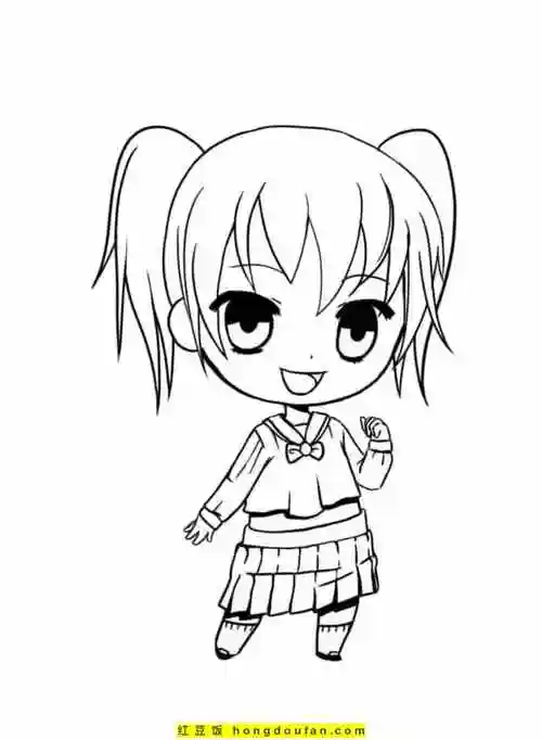 12张小小的可爱q版小公主卡通涂色图片免费下载-红豆饭小学生简笔画