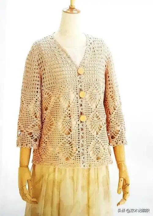 春夏菱形菠萝镂空雕花花样钩针开衫