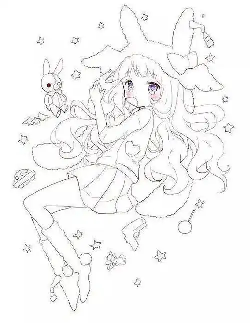 黑白线稿素材漫画线稿拿去慢慢临摹上色sai绘画ps教程