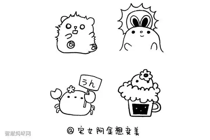 一组萌萌的动物可爱表情简笔画图片-图2