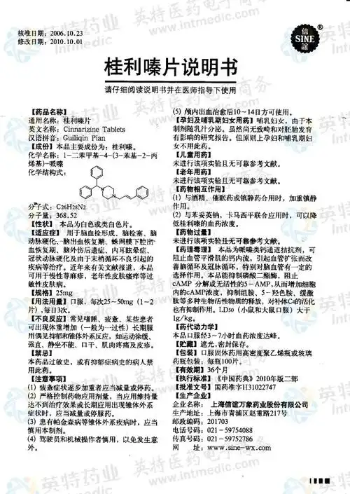 桂利嗪片--药品|价格|片剂|药品说明书|包装|处方药|生产厂家|用法