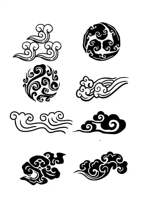 中式云纹图腾手绘图案