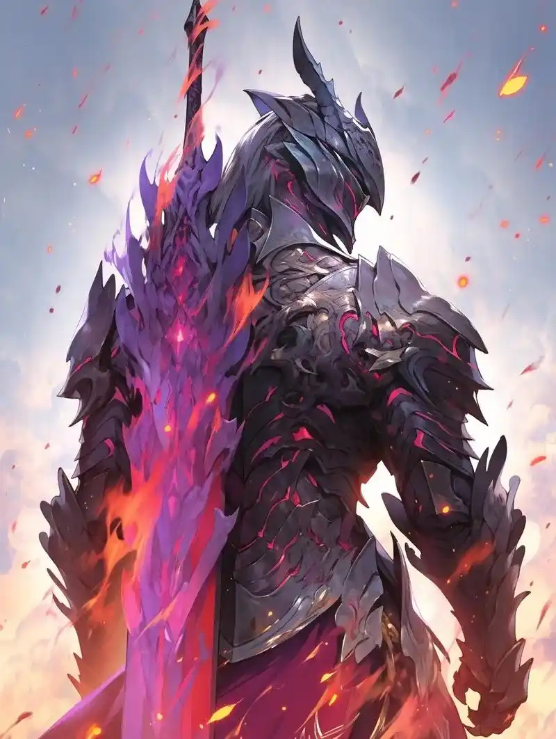 炽热背影:紫甲龙战士.#midjourney #ai绘画 # - 抖音