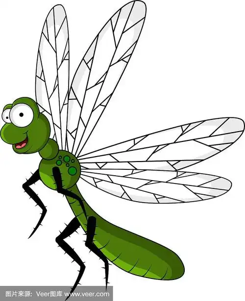 有趣的绿色蜻蜓卡通