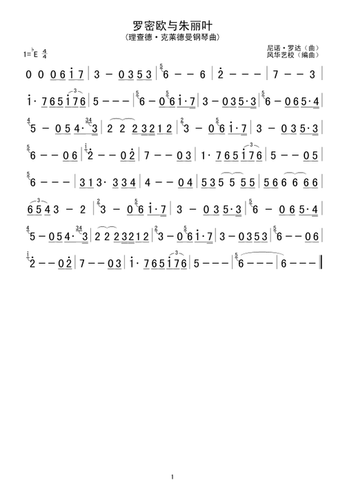 罗密欧与朱丽叶 歌谱简谱网