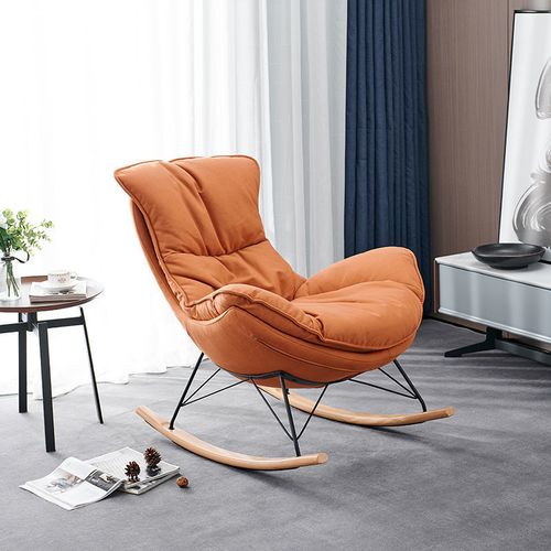 真皮摇摇椅轻奢简约沙发懒人网红蜗牛躺椅单人靠背阳台民宿摇椅