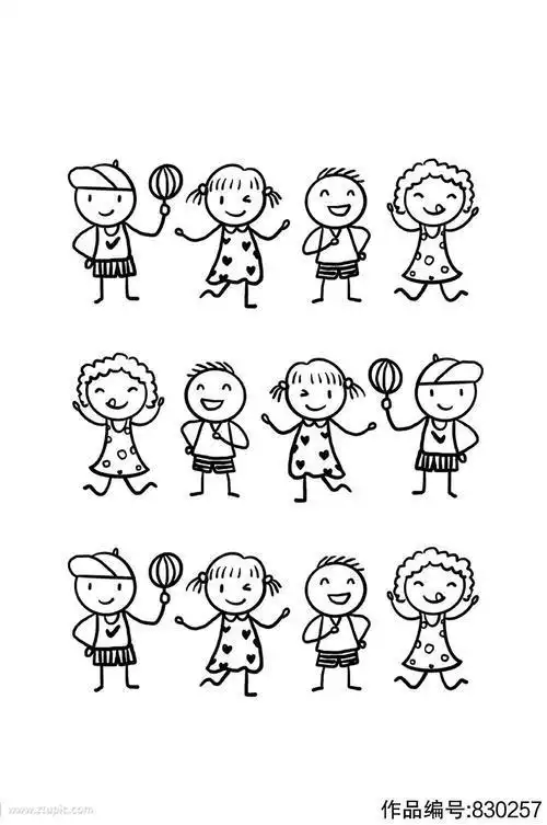 少数民族小朋友简笔画各少数民族小孩的画法儿童人物简笔画图片小孩