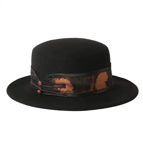 平檐羊毛呢礼帽女韩版春秋冬季百搭爵士帽子女法式高端帽子女新款