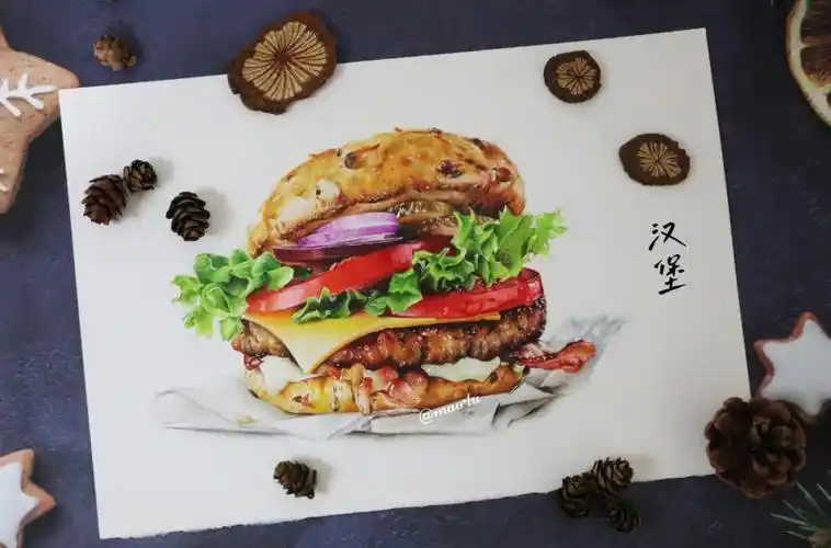 彩铅团练课第二十一节汉堡