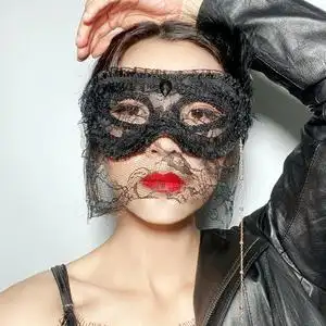 假面舞会万圣节直播主播抖音性感神秘网纱黑色面具蒙面面纱白色女