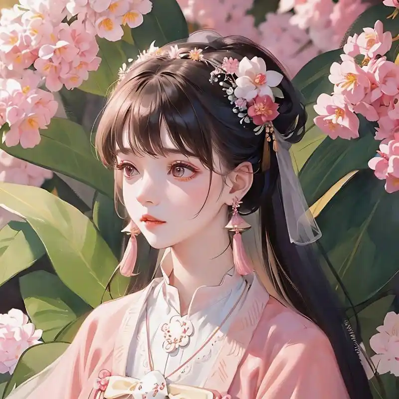 古风女生头像 海棠醉日 粉色系