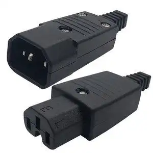 电瓶车头插全铜三芯公头品字插头 三芯充电电源插头 10a250v