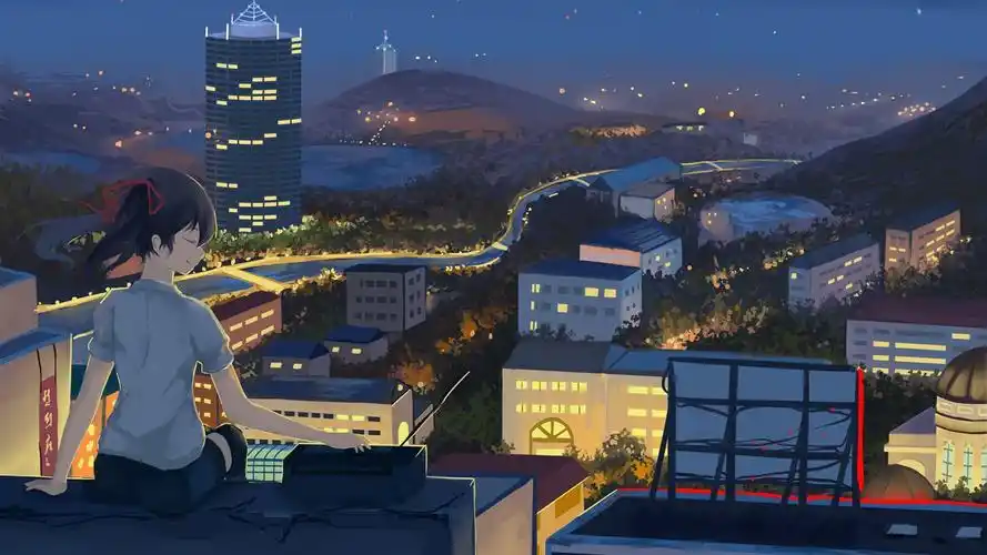 绚烂绮丽动漫夕阳风景桌面壁纸