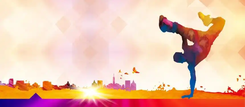 彩色人物剪影街舞喷绘海报背景素材