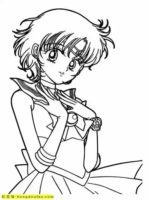 11张大眼睛迷迷糊糊的月亮公主美少女战士涂色图片-红豆饭小学生简笔