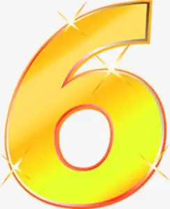 黄色渐变星光数字6