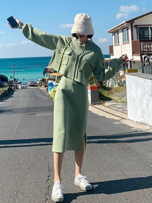 韩都衣舍2020春新款韩版矮个子穿搭运动宽松套装