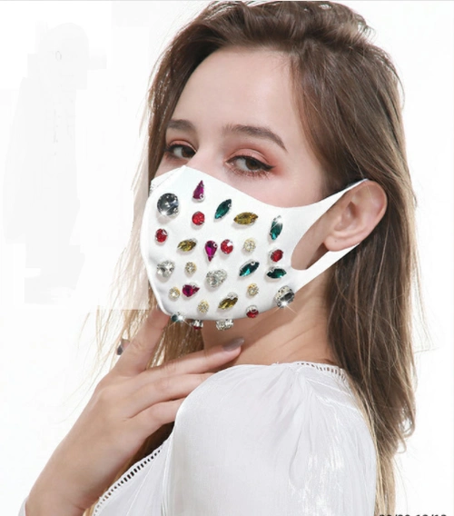 莱茵石面布面罩可重复使用的透气可洗闪光亮片闪亮钻石设计女性好礼物