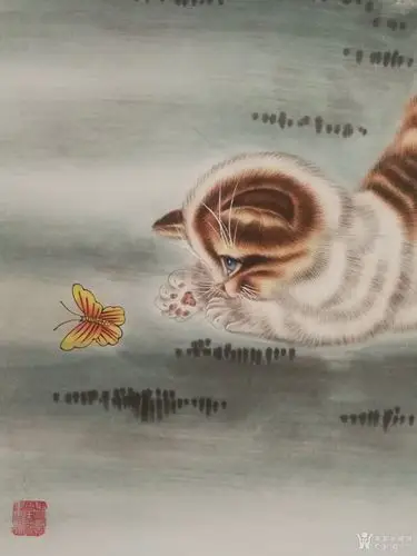 猫戏蝶.画