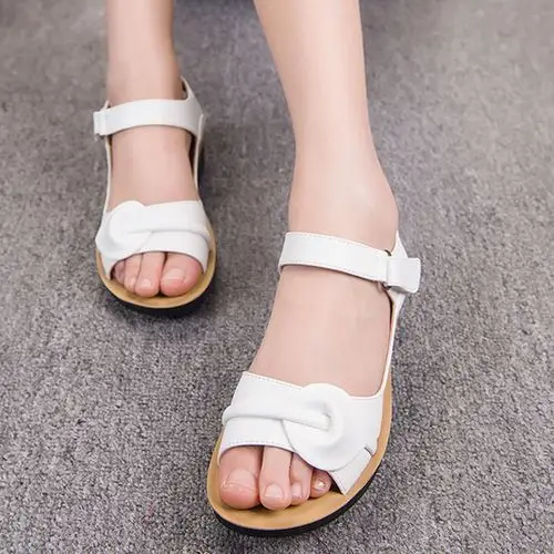 2017新夏季白色平底凉鞋中大童女学生孕妇鞋护士女童韩版女鞋