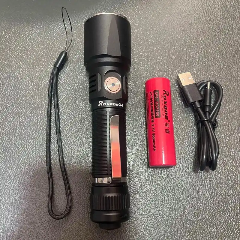 视睿黑色x4pro强光手电筒可充电超长续航户外便携多功能超亮