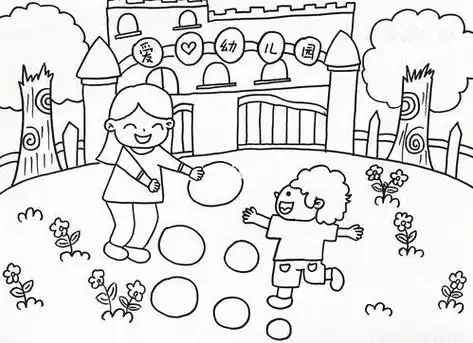 去幼儿园报名的简笔画
