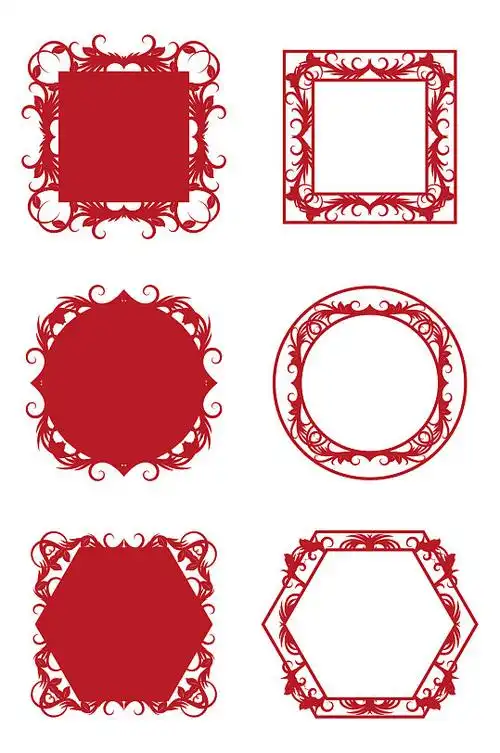 中式红色大气花纹边框