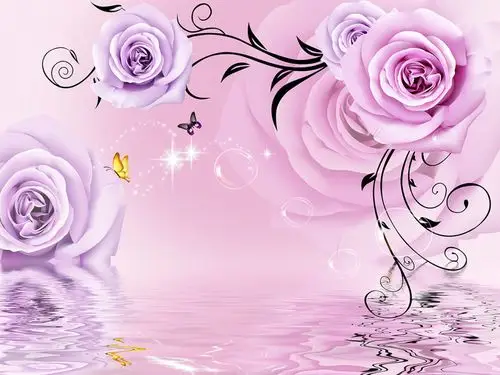 粉色花卉装饰背景墙