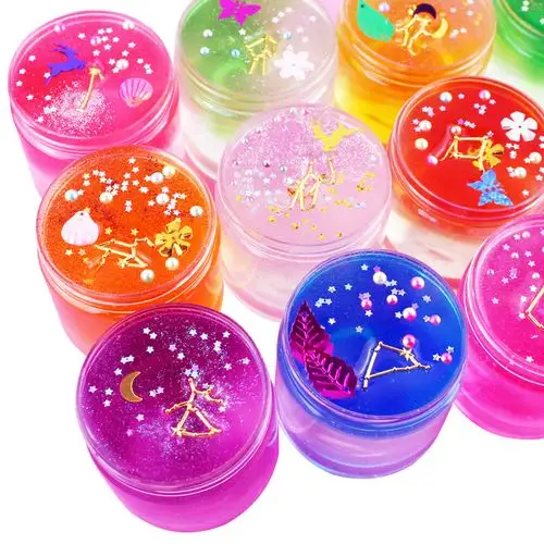 十二星座水晶泥史莱姆少女口水水彩解压玩具成品彩泥