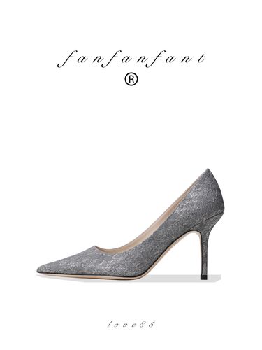 刺绣 fanfanfant 高级定制蘑菇灰色 尖头高跟鞋 唯美舒适工作鞋