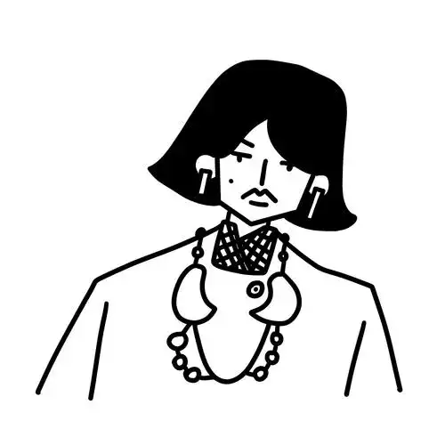 黑白线条简约人物头像|插画|新锐潮流插画|五斤桔鼬 - 原创作品