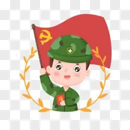 一组卡通q版人物宣誓套图之解放军宣誓免抠素材