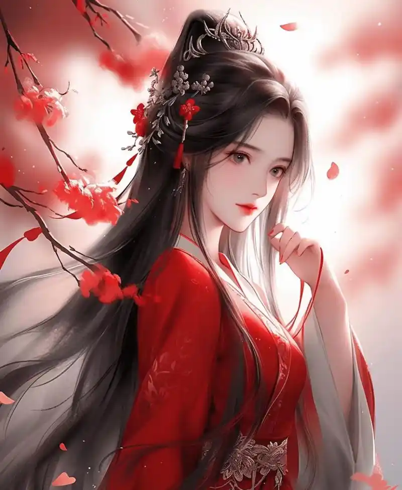 古风红衣美女