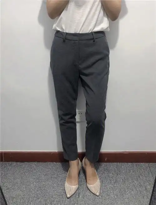 日本高级灰小脚西服裤子
