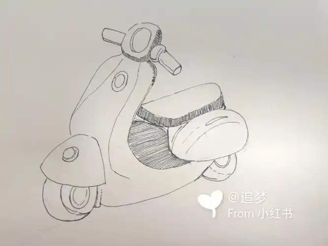 钢笔淡彩76小小摩托