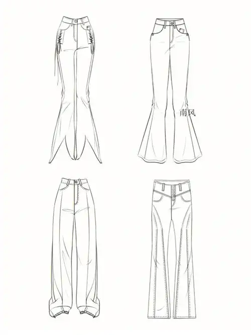 裤子款式图服装设计素材画画穿搭