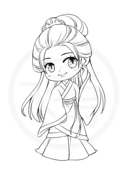 动漫卡通人物古风简笔画