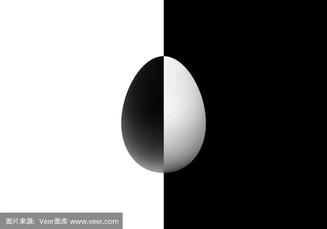 黑白半蛋插图.相反的黑色和白色的一半蛋
