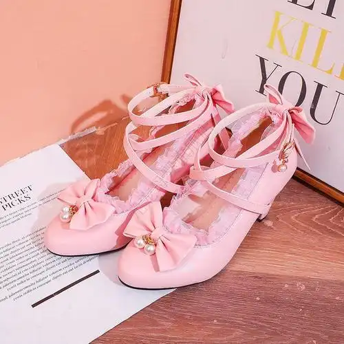 儿童高跟鞋女公主鞋女童高跟鞋萝莉超高跟洛丽塔9中大童12-15岁11公主