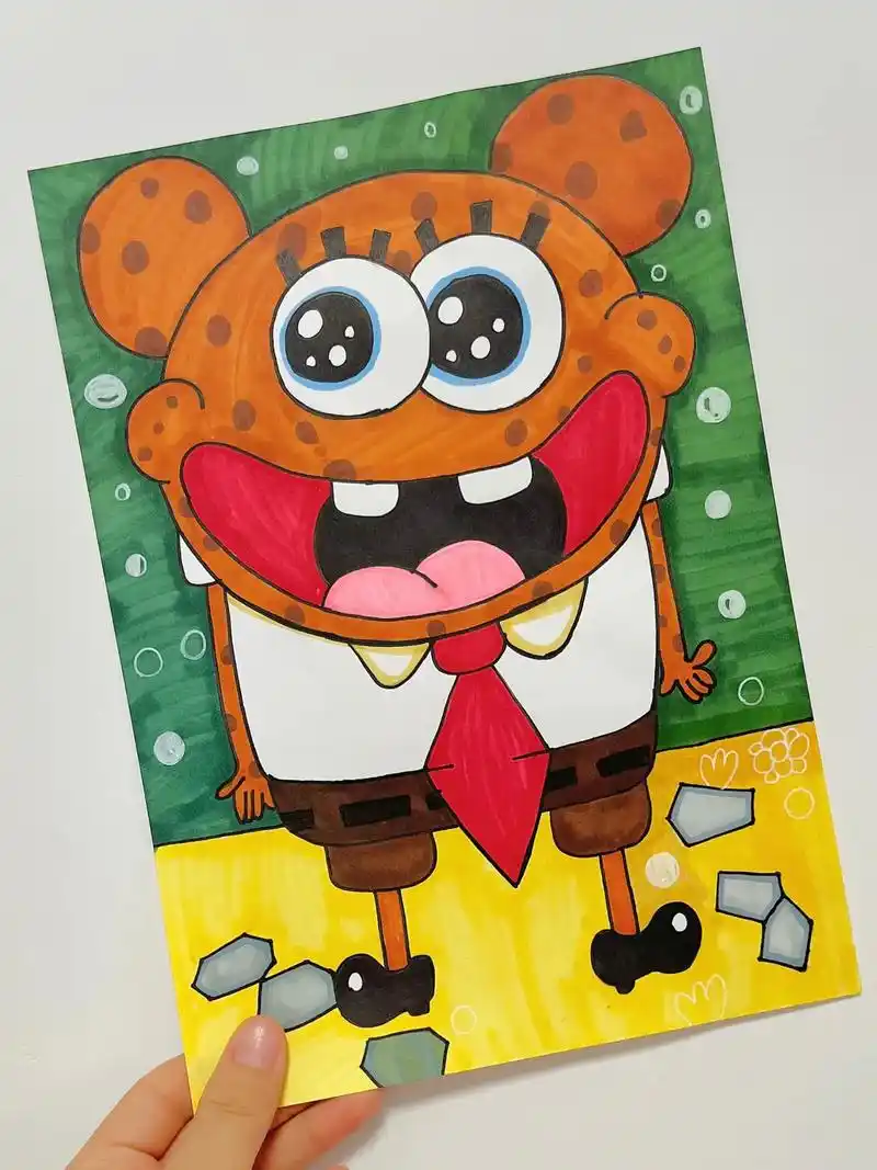 马克笔绘画抓住小老虎的尾巴