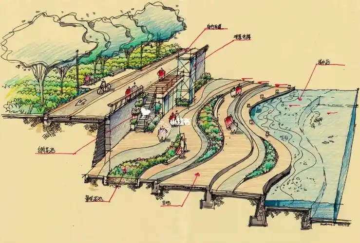 景观设计考研  #考研手绘  #设计考研  #马克笔手绘  #景观手绘