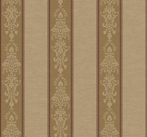 美式乡村墙纸纯纸简约欧式淡棕色大马士革竖条纹客厅卧室书房壁纸