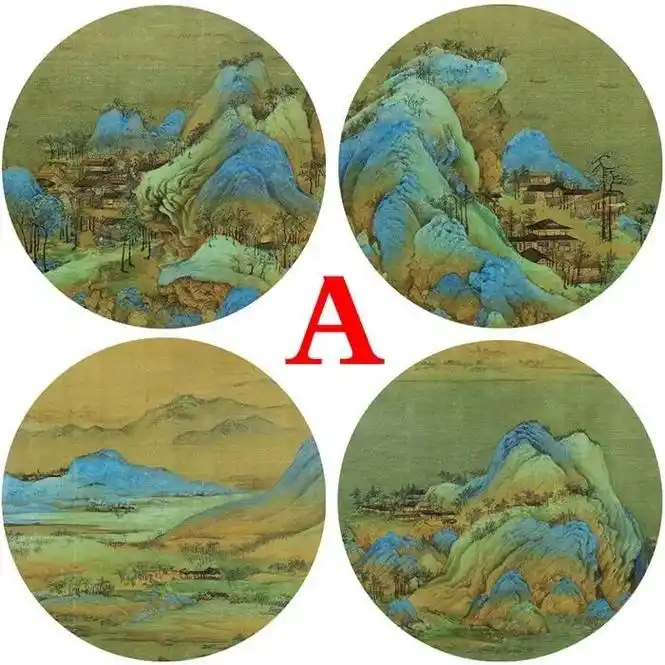 12幅千里江山图.工笔画千里江山图白描底稿局部青绿山水国画宣 - 抖音