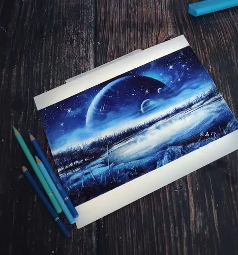 彩铅画星空