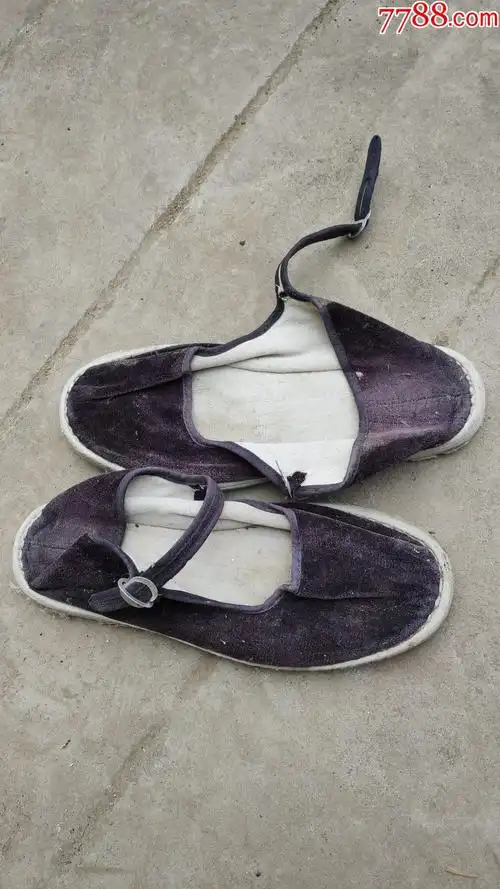 旧鞋收藏女士一带旧布鞋黑色绒面千层手纳底25厘米39码