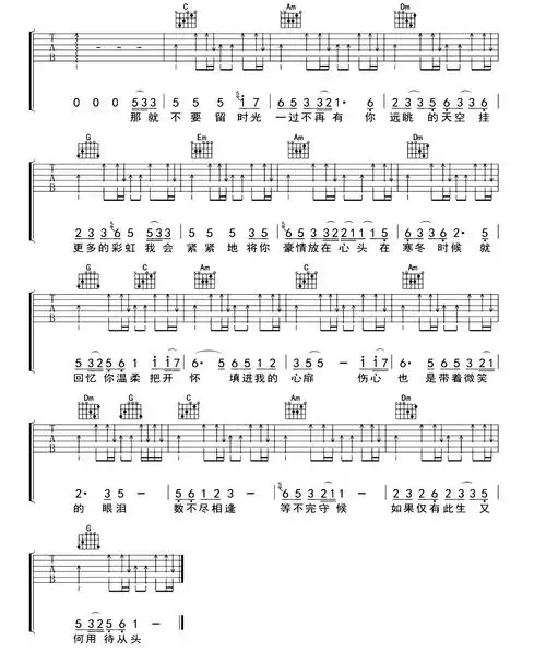 突然的自我吉他谱_伍佰_c调扫弦原版弹唱谱_图片谱